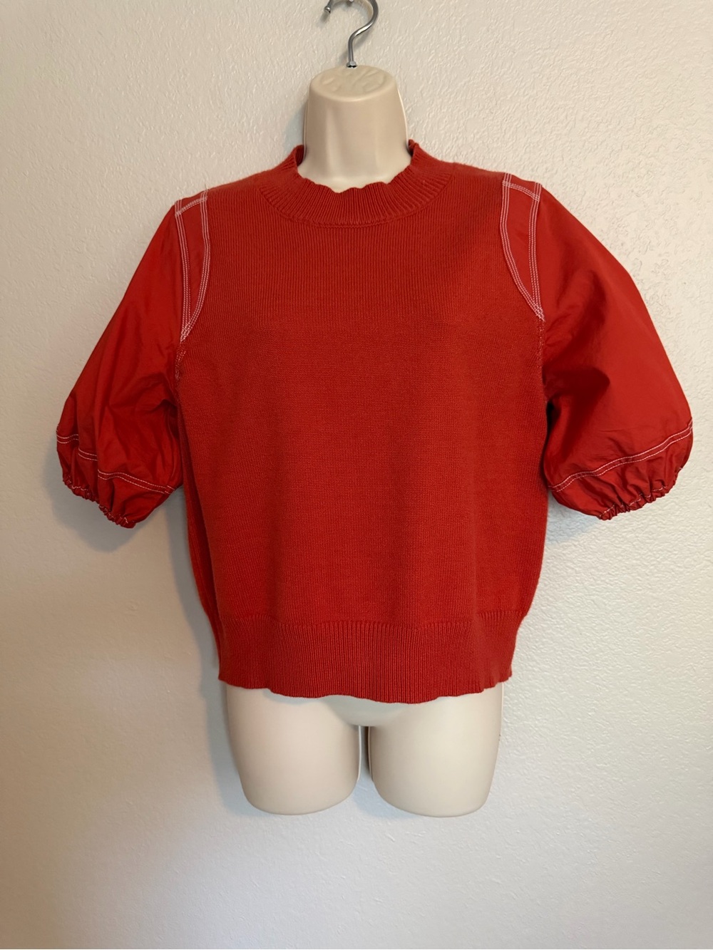 THML Rust Red Ribbed Crewneck Sweater